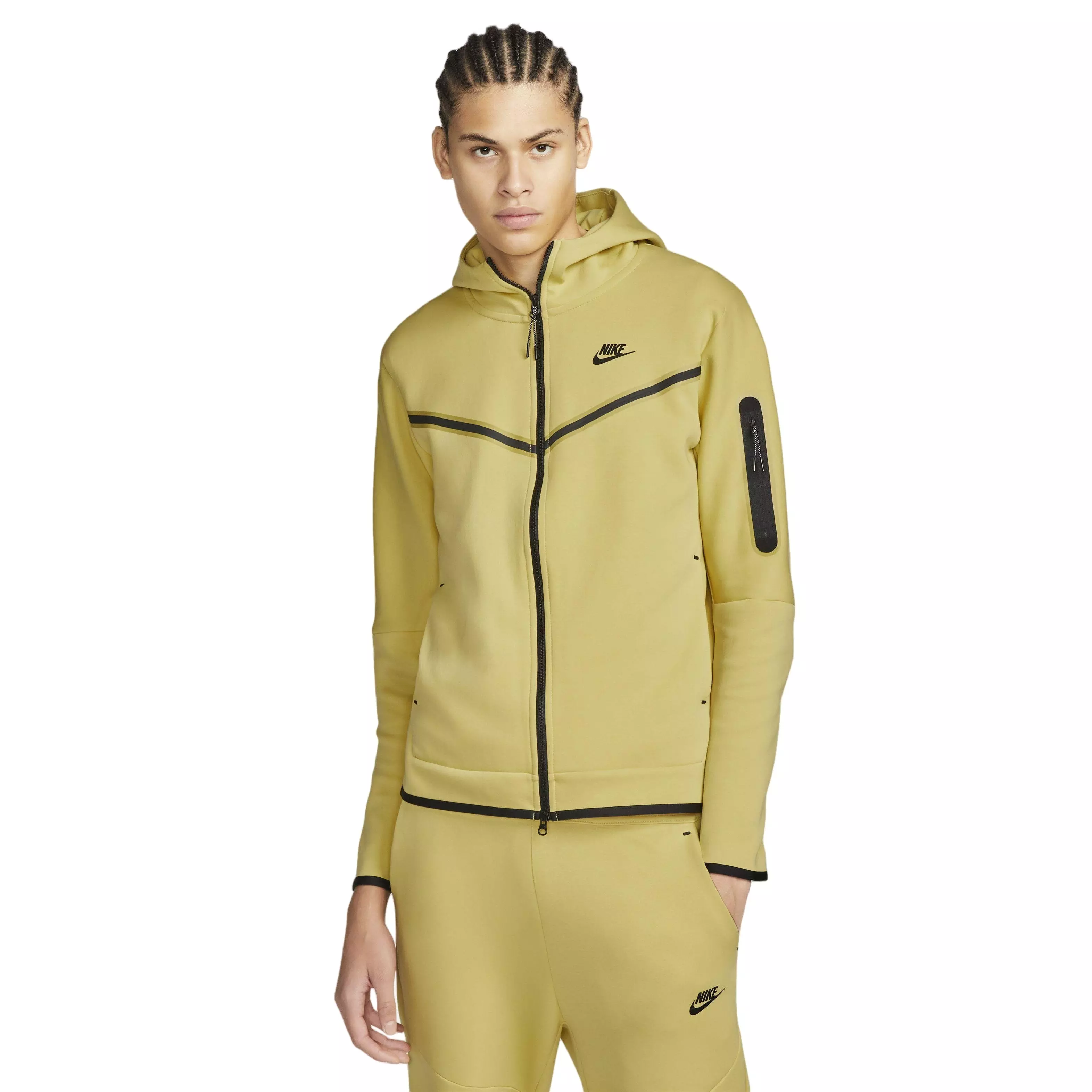 Yellow nike 2025 tech fleece hoodie